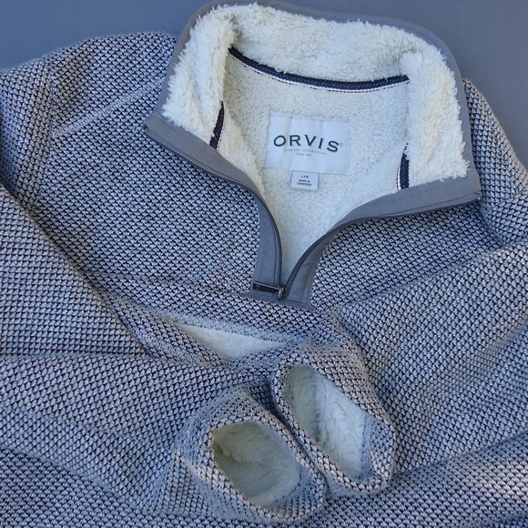 SIZE L. ORVIS Fleece Lined Quarter Zip Pullover. - Picture 9 of 16